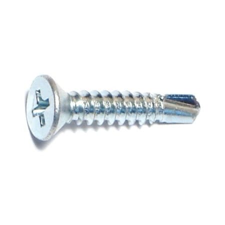 Midwest Fastener Self-Drilling Screw, #10 x 1 in, Zinc Plated Steel Flat Head Phillips Drive, 100 PK 09136